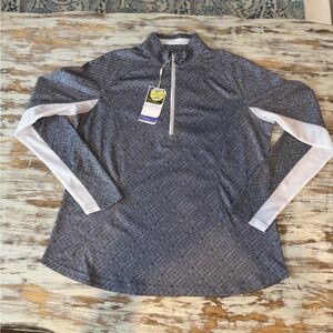 NWT Pebble Beach Large Gray Dry Luxe Performance Geometric Quarter-Zip Golf